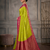 Parrot green soft silk blend saree with zari weaving meenakari design