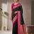 Black soft silk blend saree with zari weaving meenakari design