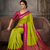 Parrot green soft silk blend saree with zari weaving meenakari design