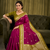 Wine soft silk blend saree with zari weaving meenakari design