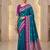 Teal soft silk blend saree with zari weaving meenakari design