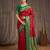 Red soft silk blend saree with zari weaving meenakari design