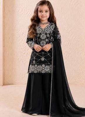 Heavy fox georgette embroidery black readymade salwar suit 1