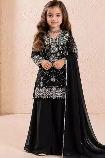 Heavy fox georgette embroidery black readymade salwar suit