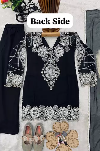 Heavy fox georgette embroidery black readymade salwar suit