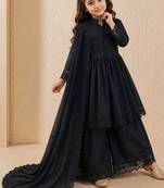 Heavy roman silk embroidery  work and black readymade salwar suit