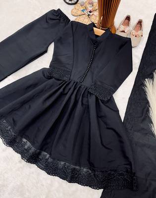 Heavy roman silk embroidery  work and black readymade salwar suit 3