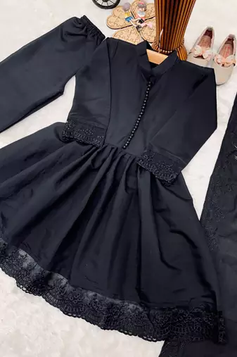 Heavy roman silk embroidery  work and black readymade salwar suit