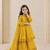 Heavy roman silk embroidery  work and yellow readymade salwar suit