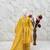 Heavy roman silk embroidery  work and yellow readymade salwar suit