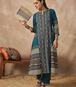 Women Ethnic Motifs Printed Mirror Work Cotton Kurta with Trousers