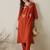 Women Ethnic Motifs Embroidered Pleated Thread Work Kurta with Trousers