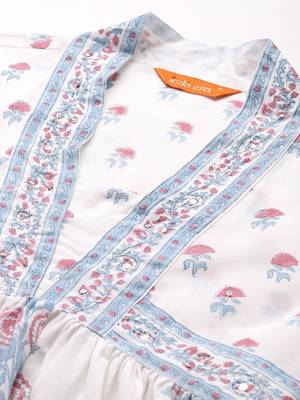 Floral Printed Cotton Kurta with Trousers & Dupatta 2