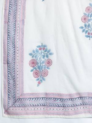 Floral Printed Cotton Kurta with Trousers & Dupatta 4