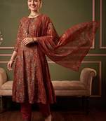 Women Ethnic Motifs Printed Tiered Cotton Kurta with Trousers & With Dupatta