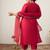 Plus Size Red Embroidered Straight Kurta Trousers With Dupatta Set