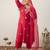 Plus Size Red Embroidered Straight Kurta Trousers With Dupatta Set