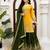 Yellow crepe thread & sequence work palazzo set with georgette dupatta