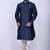Men's solid pathani kurta and patiala pyjama set - navy blue