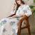 Floral Printed Mandarin Collar Cotton A-Line Kurta With Trousers