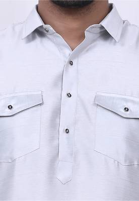 Men's solid pathani kurta and patiala pyjama set - off white 2