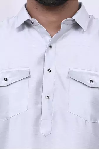 Men's solid pathani kurta and patiala pyjama set - off white