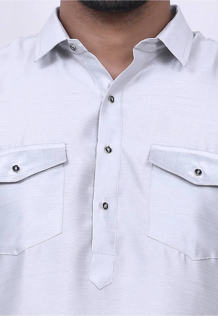 Men's solid pathani kurta and patiala pyjama set - off white