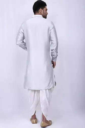 Men's solid pathani kurta and patiala pyjama set - off white