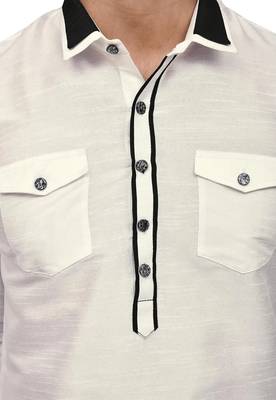 Men's solid pathani kurta and patiala pyjama set - off white 2