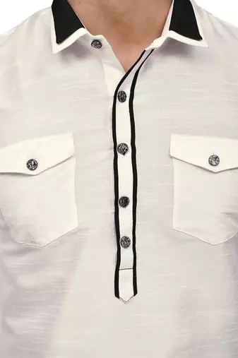 Men's solid pathani kurta and patiala pyjama set - off white