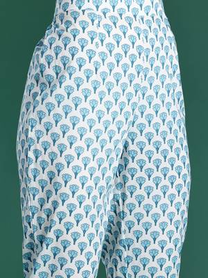 Floral Printed Empire Cotton Kurta with Trousers & Dupatta 4