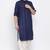 Men's solid pathani kurta and patiala pyjama set - navy blue