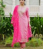 Ethnic Motifs Embroidered Thread Work Kurta with Trousers & Dupatta