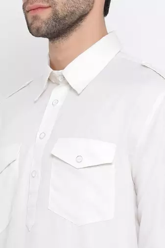 Men's solid pathani kurta and patiala pyjama set - white