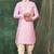Men's solid pathani kurta and patiala pyjama set - pink