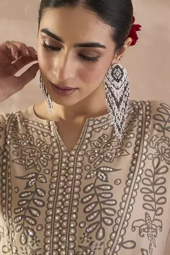 Women Ethnic Motifs Printed Sequinned Kurta with Trousers