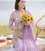 Women Floral Printed Panelled Mirror Work Cotton Kurta with Trousers & With Dupatta
