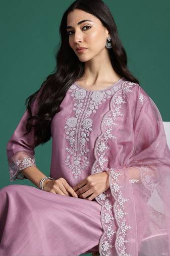 Women Ethnic Motifs Embroidered Kurta with Trousers & Dupatta