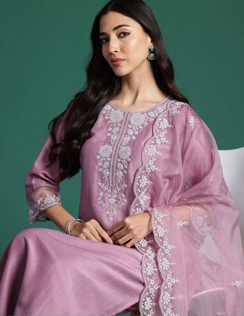 Women Ethnic Motifs Embroidered Kurta with Trousers & Dupatta