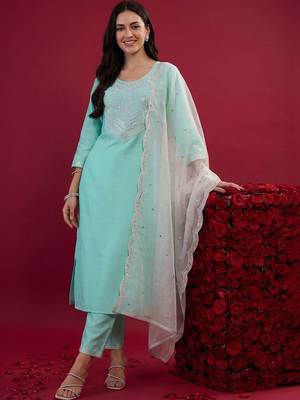 Women Ethnic Motifs Embroidered Mirror Work Kurta with Trousers & With Dupatta 6