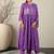 Floral Embroidered Anarkali Thread Work Cotton Kurta With Trousers & Dupatta