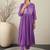 Floral Embroidered Anarkali Thread Work Cotton Kurta With Trousers & Dupatta