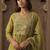 Women Green Silk Blend Ethnic Motifs Empire Mirror Work Kurta Trousers & Dupatta