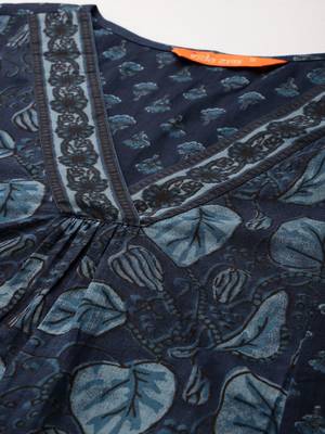 Floral Printed Panelled Cotton Kurta with Trousers & With Dupatta 3