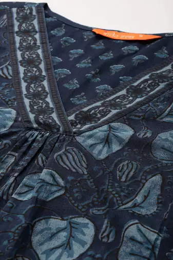Floral Printed Panelled Cotton Kurta with Trousers & With Dupatta