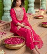 Women Ethnic Motifs Embroidered Thread Work Kurta with Trousers & With Dupatta