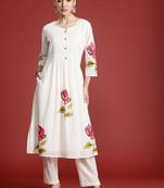 Floral Printed Cotton A-Line Kurta with Trousers