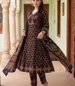 Women Printed Mirror Work Cotton Kurta with Trousers & With Dupatta