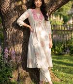 Women Ethnic Motifs Printed Mirror Work Cotton Kurta with Trousers