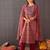 Geometric Printed Mirror Work Cotton Kurta With Trousers & Dupatta